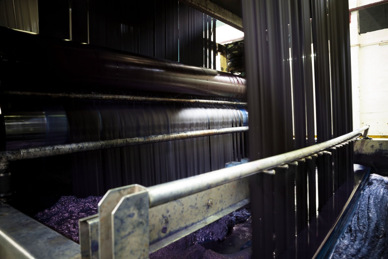 Fabric dyeing process close up