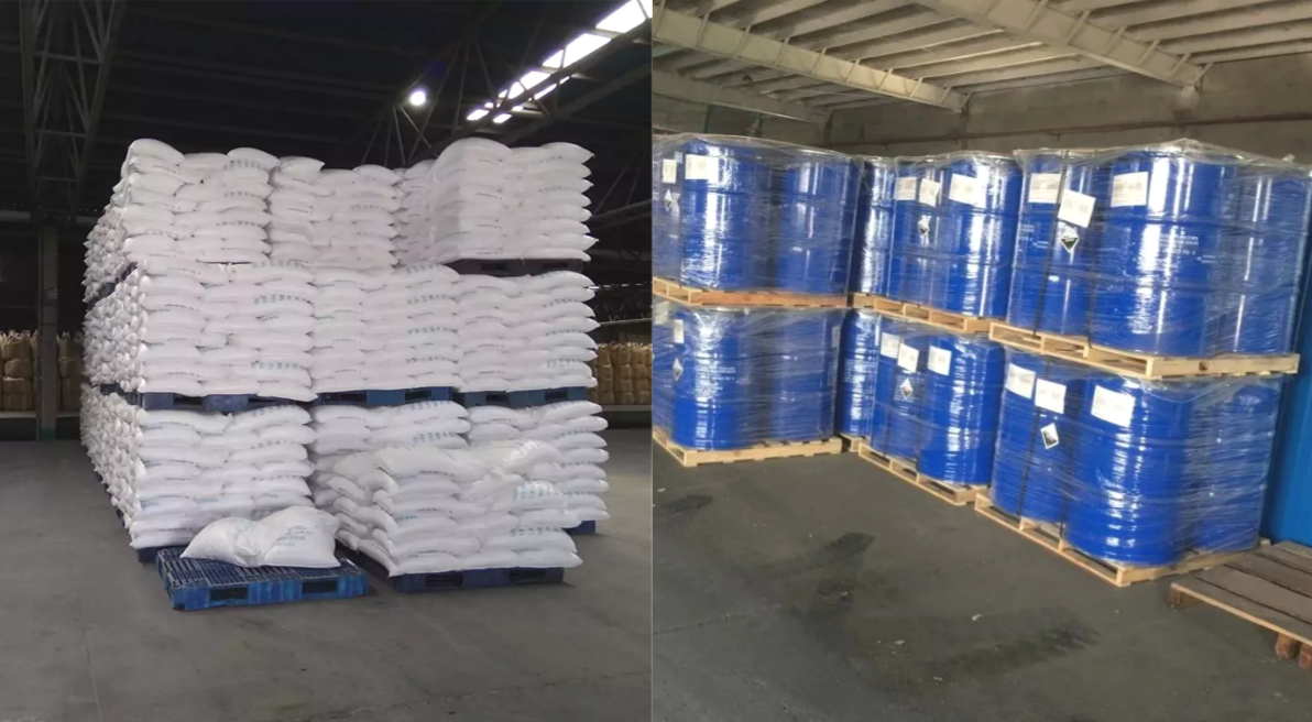 different storage of soda ash light and caustic soda