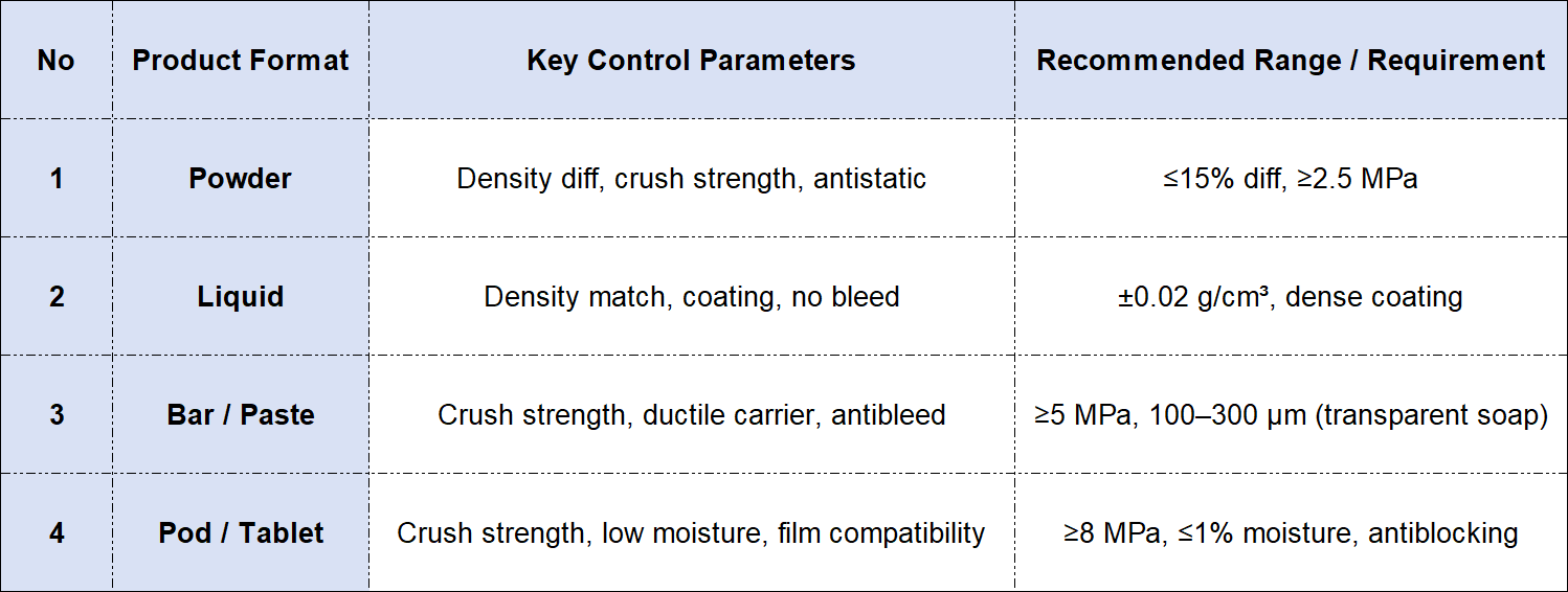 quick reference table for colored speckle selection