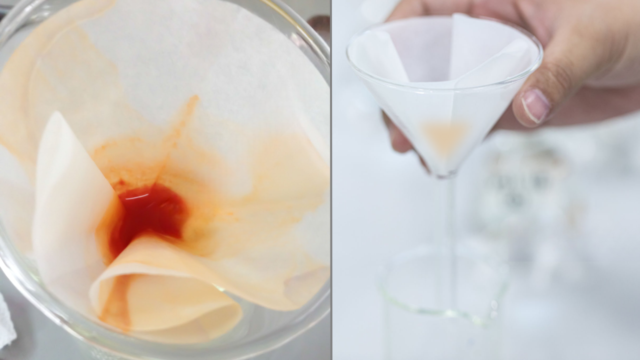 color migration test of colored speckles