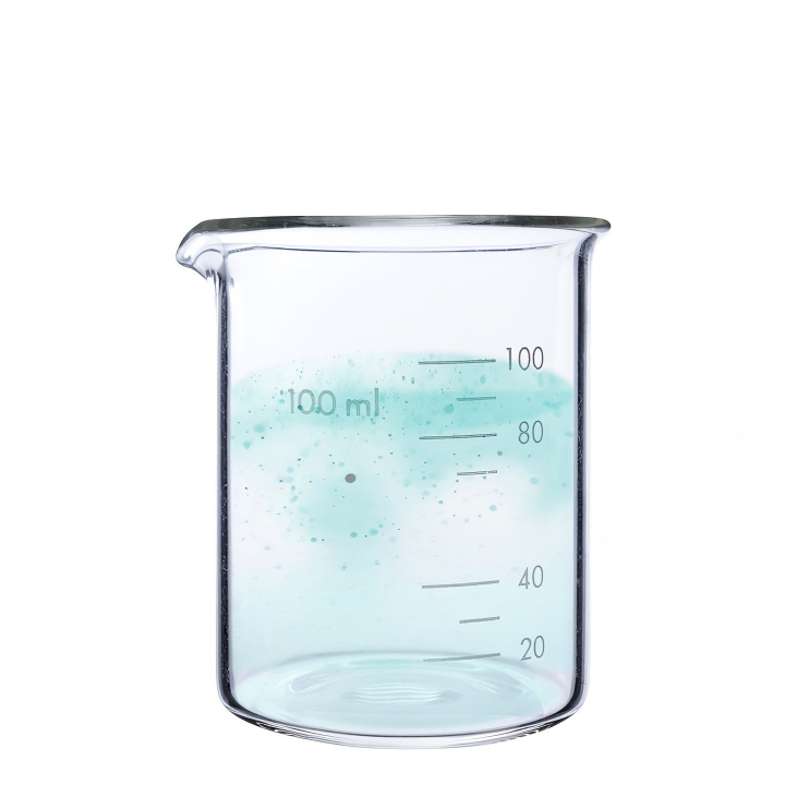 colored speckles floating in liquid detergent