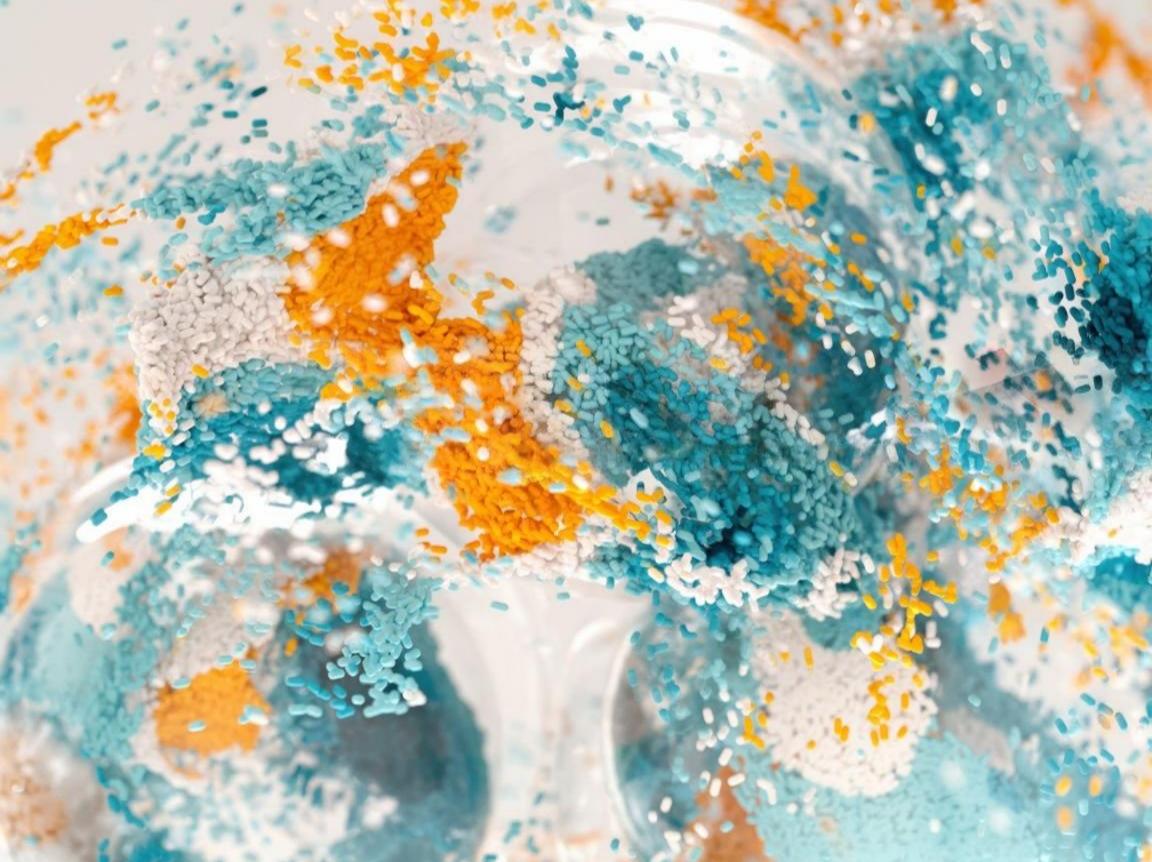 colored speckles in alkaline solution